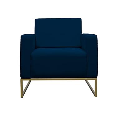 Imagem de Poltrona Decorativa Leticia Slim Com Base de Metal Suede Azul Marinho - DS Estofados