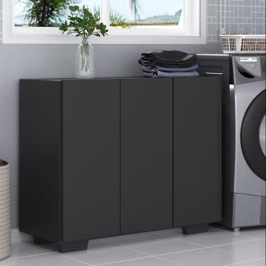 Imagem de Armário Lavanderia com 3 Portas 90 cm Multimóveis MP5034 Preto