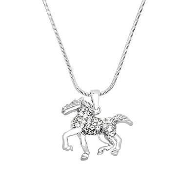 Imagem de Colar com pingente de cavalo Falari, strass, cristal, r dio, altamente polido Branco