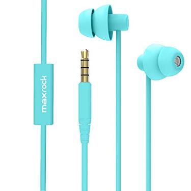 Imagem de Fones de ouvido MAXROCK TM mini de silicone macio total com microfone música escolha de dormir para celulares iPad Tablet Mp3 Laptop e a maioria dos leitores de áudio de 3,5 mm, Acid Blue