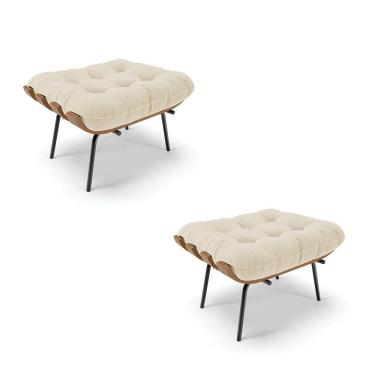 Imagem de Kit 02 Puffs Costela Linho A19 Grosso Bege