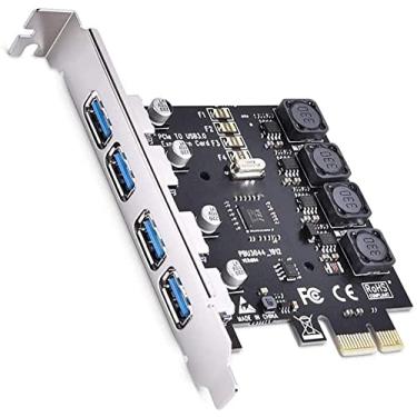 Imagem de Bonzon Placa de expansão PCIE USB 3.0 de supervelocidade 5Gbps PCI Express (PCIe) com 4 portas para Windows Server, XP, 7, Vista, 8,8.1, 10 peças - alimentada por auto- não precisa de fonte de alimentação adicional