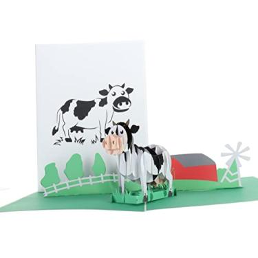 Imagem de iGifts And Cards Cartão Pop Up Awesome Dairy Cow 3D - Cartão de agradecimento de aposentadoria, cartão temático de animal de fazenda fofo, presente de inauguração de casa, cartão engraçado de feliz