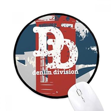 Imagem de Mouse pad com estampa de cabine telefônica vermelha azul grafite Street tapete redondo para computador