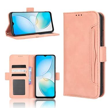 Imagem de Capas de telefone de negócios à prova de choque Infinix Hot 12 Pro capa de couro luxo com slot para vários cartões clipe de carteira anti-queda capa para telefone Infinix Hot 12 Pro capas (rosa, Infinix Hot 12 Pro)