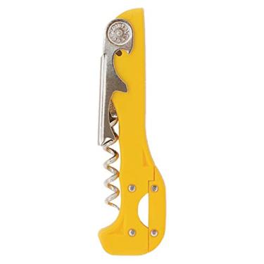 Imagem de Saca-rolhas de dois passos Boomerang abridor de vinho com cortador de aluminio embutido e abridor de garrafa - Amarelo