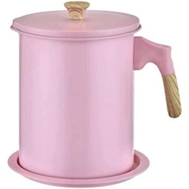 Imagem de REJOON Percolador Pote de Café 1,7L Aço Inoxidável Filtro de Óleo Separador de Pote Tanque de Armazenamento Ferramenta de Cozinha Doméstica Cafeteira (Cor: Rosa 1,7L)