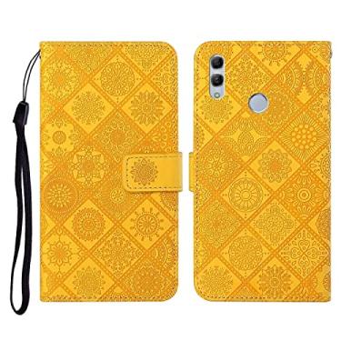 Imagem de HONGYAN Capa de telefone Para o Huawei Honor 8x Ethnic Style Arless Caso de couro Flip Horizontal com titular e cartas e carteira e cordão Capa protetora