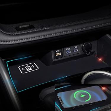Imagem de Xodouhi Carregador sem fio de carro personalizado para Toyota Highlander 2020 2021 2022 acessórios tapete de carregamento sem fio para telefone