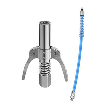 Imagem de Ioensy Greasing Coupler With Hose Durable Quick Release Pressure Greasing Lock Clamp Type Greasing Nozzle For Car Standard Greasing Fitting Accessories, com mangueira de 30 cm