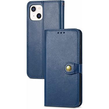 Imagem de COOVS Capa carteira para iPhone 13 Mini/13/13 Pro/13 Pro Max, capa protetora magnética de couro PU com slots de cartão suporte à prova de choque proteção de câmera TPU (Cor: azul, Tamanho: 13 6,1 polegadas)