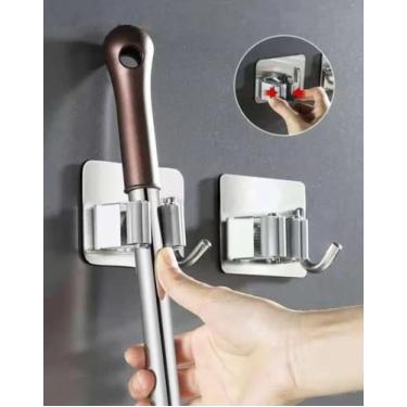 Imagem de Genérico Suporte de Vassoura Esfregão Rodo Organizador Moderno Cinza