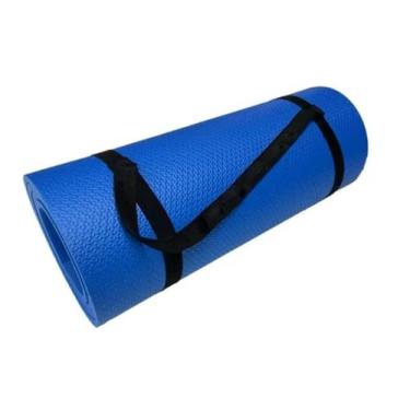 Imagem de Colchonete Tapete Yoga Exercício Treino 100 Cm X 50 Cm Alça - Azul - F