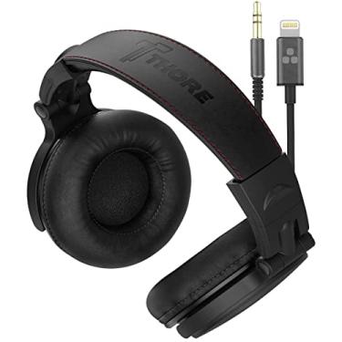 Imagem de Thore Q90 Fones de ouvido supra-auriculares para iPhone com conector Lightning – Fones de ouvido com monitor de DJ de estúdio fechado com drivers de neodímio de 50 mm e cabo certificado MFI da Apple (preto)