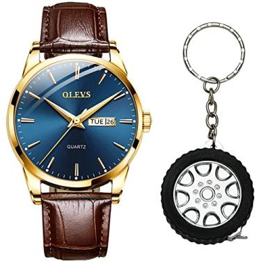 Imagem de Relógio Masculino Dourado Social Pulseira Luxo + Chaveiro