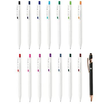 Imagem de Canetas de tinta retrátil Zebra Pen Sarasa R 0,4 mm, conjunto de 14 cores JJS29-R1-14C Japan Import com adesivo Kanji LOVE: preto, azul, verde celeste, laranja fresca, vermelho, rosa, magenta, violeta, azul, verde
