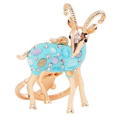 Imagem de Chaveiro de cristal de animal da Amosfun Bolsa de mão enfeite para chaves de carro Decoração joia presente de aniversário (branco), Azul, 11 * 4cm