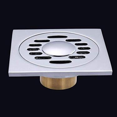 Imagem de Piso de banheiro Ralo de piso Tampa de ralo de piso Ralo de cobre Desodorante Máquina de lavar banheiro Filtro de água de três vias de aço inoxidável prata B
