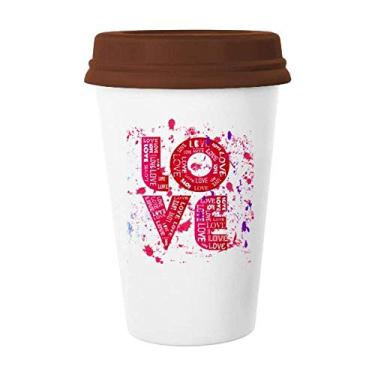Imagem de Caneca de pintura de amor rosa Dia dos Namorados Caneca copo de cerâmica copo de café