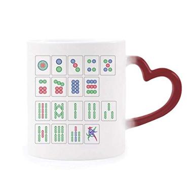 Imagem de Caneca chinesa Mahjong Jogo de xadrez sensível ao calor Caneca vermelha que muda de cor