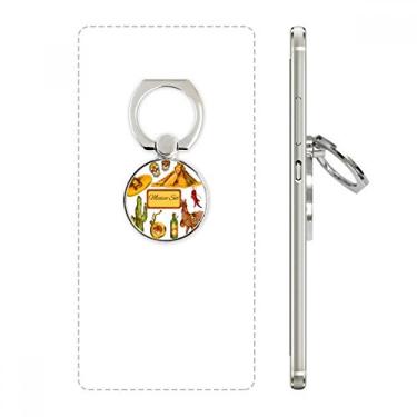 Imagem de Suporte de anel de telefone mexicano Sombrero Pirâmide do México com formato de cacto do deserto