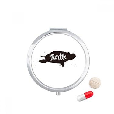 Imagem de Porta-comprimidos de animais tartaruga preta e branca com bolso para remédios