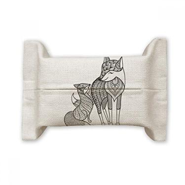 Imagem de Paint Fox Friend Company Suporte de capa de papel para lenços faciais Bolsa de linho de algodão