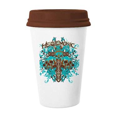 Imagem de Caneca de cerâmica Graffiti Street azul preta com caveira, copo de café e cerâmica