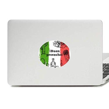 Imagem de Esboço do México Bandeira de Culinária Cacto Redondo Emblema Adesivo para Laptop Notebook Decalque