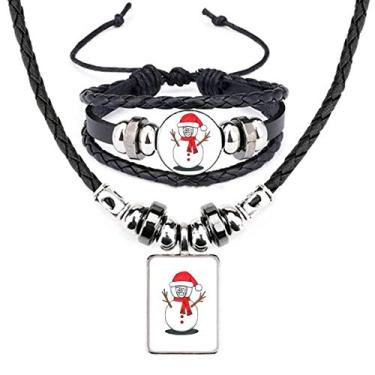 Imagem de Conjunto de joias de couro com pingente de boneco de neve Horus de Natal