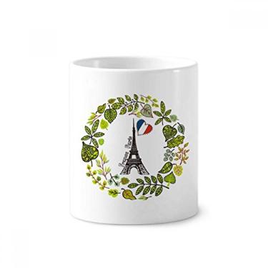 Imagem de The Eiffel Tower Paris França Ilustração Escova de Dentes Suporte Caneca Cerâmica Suporte Lápis Copo