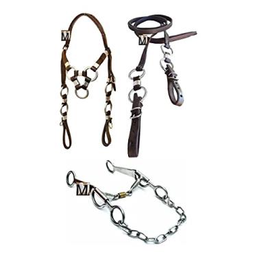 Imagem de Cabeçada 3 Argola Rédea 4 Argola Freio Fernandinho P Cavalo