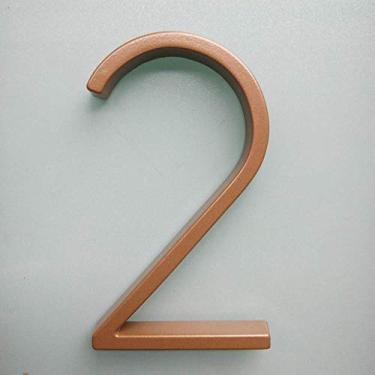 Imagem de Número de casa flutuante dourado 3D de 12,7 cm 0-9 letra AB, placas de porta com alfabeto digital para domicílio ao ar livre, montagem com parafuso, à prova d'água, antiferrugem