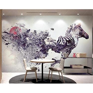 Imagem de Papel de parede personalizado 3D foto murais preto e branco zebra simples moderna fundo fresco papel de parede fina 3D papel de parede 200 cm (C) × 140 cm (A)