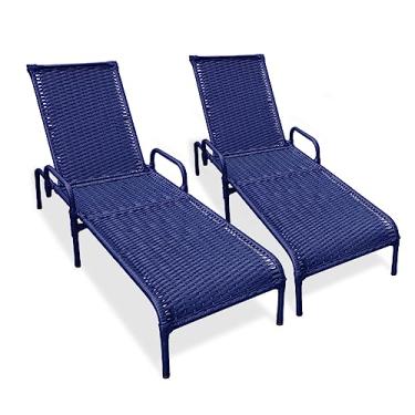 Imagem de Kit 2 Espreguiçadeiras Catar Azul p/Jardim e Piscina
