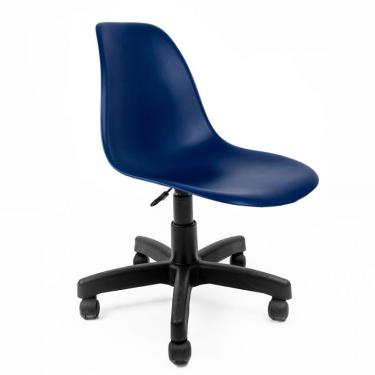 Imagem de Cadeira de Escritório Secretária Eames Preta e Azul Marinho