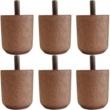 Imagem de Kit 6 Pés Para Cama De Madeira Baixo 5Cm Para Box Solteiro Casal Queen King