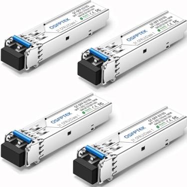 Imagem de QSFPTEK Módulo 4Pacote 1000Base-Lx/Lh Gigabit SFP, 1310Nm, 10Km, Ddm, Transceptor LC Mini-Gbic De Modo Único Para Cisco GLC-Lh-Smd/GLC-Lx-Sm-Rgd, Ubiquiti UF-SM-1G, Netgear, Supermicro