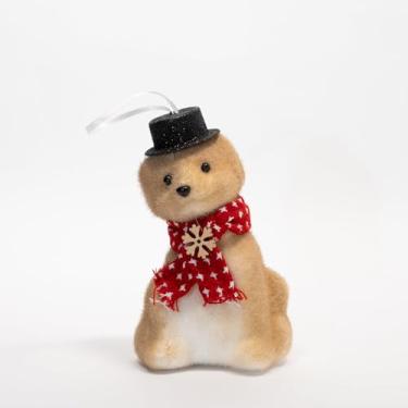 Imagem de Kit 2 Enfeites Cachorro Pendente Decoração Natal Isopor 15cm