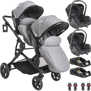 Imagem de Carrinho para Gemeos 2 Bebe Conforto 2 Base Kiddo Pair Cinza