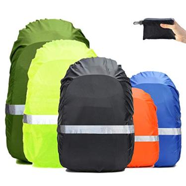 Imagem de Mochila de chuva Frelaxy de alta visibilidade com tira reflexiva 100% à prova d'água ultraleve capa de mochila, bolsa de armazenamento, tira de fivela cruzada antiderrapante, para caminhadas, acampamento, ciclismo, ao ar livre, viagens, Black with Reflective Strip, XL (For 50L-65L backpack)