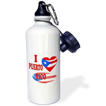 Imagem de 3dRose Garrafa de água esportiva com frase popular da bandeira de Porto Rico I Love Rico, 600 ml, multicolorida