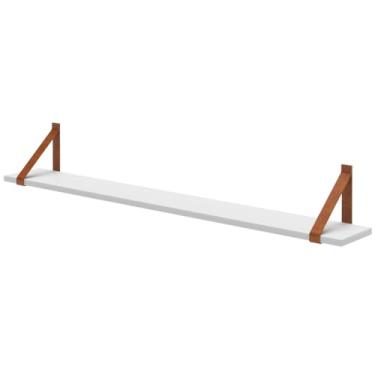 Imagem de Prateleira de Mdf Linha Evolutiva 90 cm Branco Fosco Com Couro - Quater