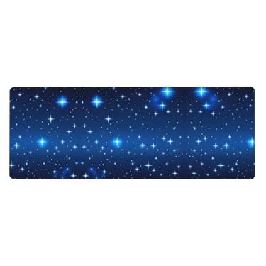 Imagem de Almofada de teclado de borracha extra grande com padrão Blue Star, 30 x 80 cm, teclado multifuncional superespesso para proporcionar uma sensação confortável