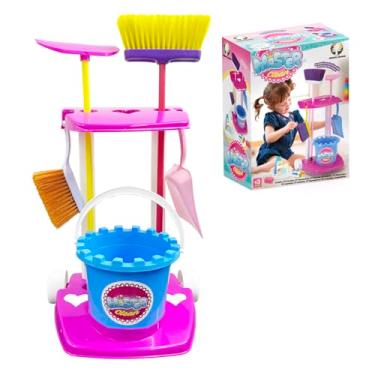 Imagem de Brinquedo Menina Kit Vassoura De Brinquedo Infantil Rodo e Vassourinha