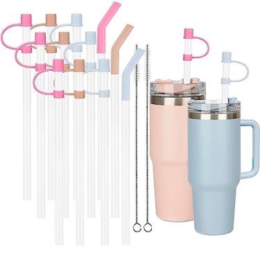 Imagem de Jetstop Substituição de canudo reutilizável compatível com Stanley Cup, com tampa de tampa de silicone, conjunto de 12 peças Acessórios para Stanley Quencher H2.0 copo de 14/20/30/1,134 g com alça