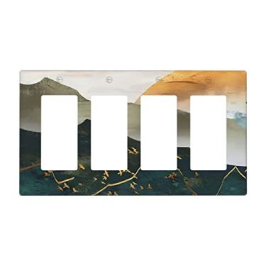 Imagem de Placa de cobertura para interruptor de luz quádruplo do meio do século 4 entradas placa decorativa elétrica para banheiro, sala de estar, quarto