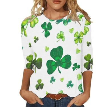 Imagem de Camiseta feminina de São Patrício Shamrock Lucky camisetas túnica verde festival irlandês, Vermelho melancia, 3G