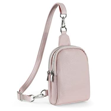 Imagem de Bolsa transversal feminina Befen pequena de couro legítimo transversal para celular, Macaron Blush Pink, Pochete transversal