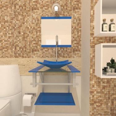 Imagem de Gabinete De Vidro Para Banheiro 40cm Ac Slim Com Espelho Cor:azul